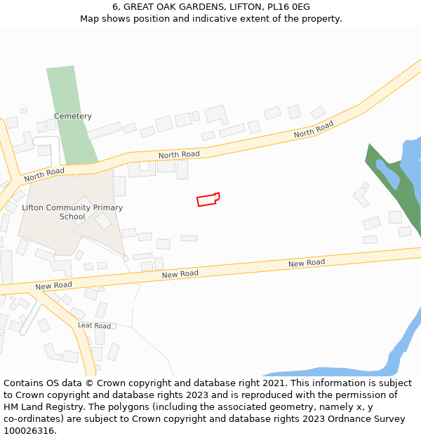 6, GREAT OAK GARDENS, LIFTON, PL16 0EG: Location map and indicative extent of plot