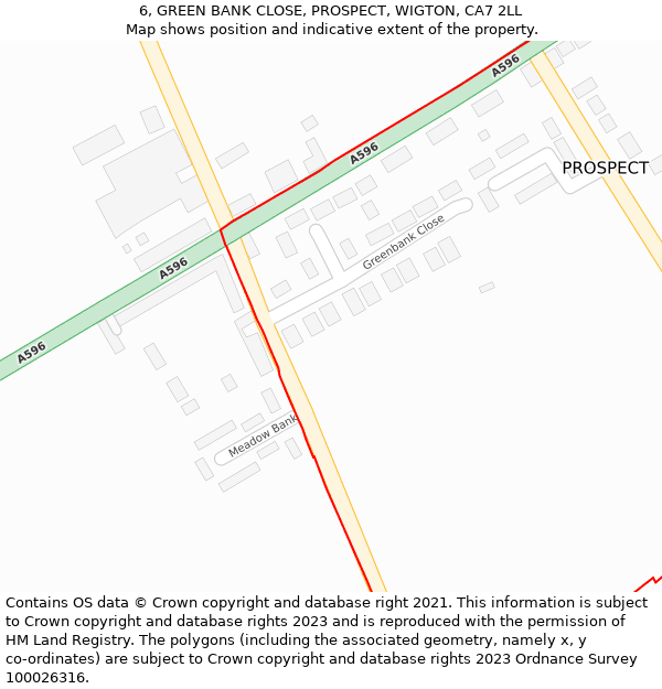 6, GREEN BANK CLOSE, PROSPECT, WIGTON, CA7 2LL: Location map and indicative extent of plot