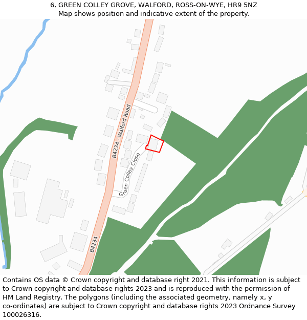 6, GREEN COLLEY GROVE, WALFORD, ROSS-ON-WYE, HR9 5NZ: Location map and indicative extent of plot