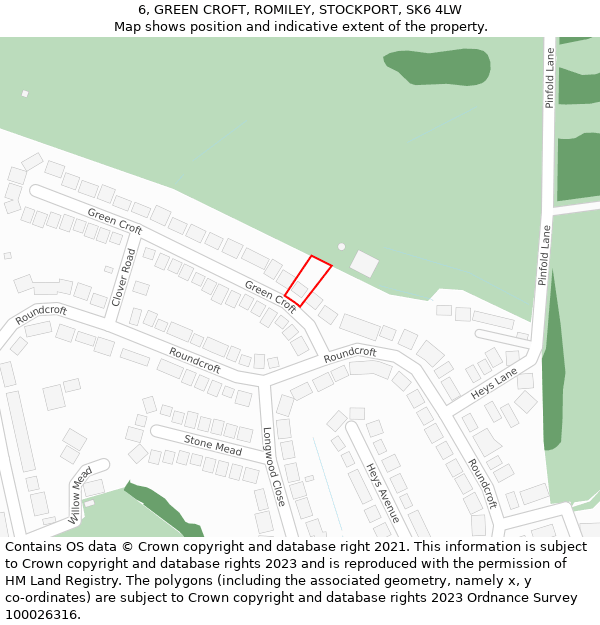 6, GREEN CROFT, ROMILEY, STOCKPORT, SK6 4LW: Location map and indicative extent of plot