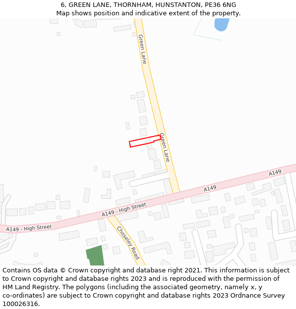 6, GREEN LANE, THORNHAM, HUNSTANTON, PE36 6NG: Location map and indicative extent of plot