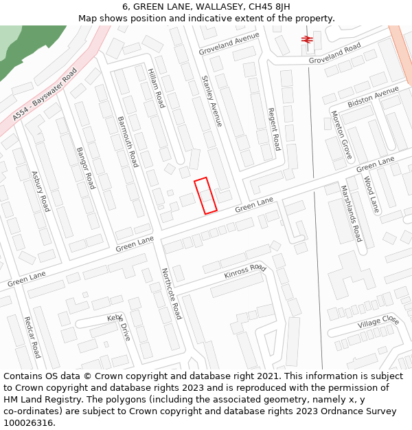 6, GREEN LANE, WALLASEY, CH45 8JH: Location map and indicative extent of plot