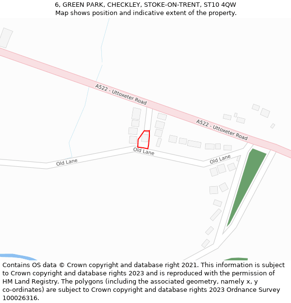 6, GREEN PARK, CHECKLEY, STOKE-ON-TRENT, ST10 4QW: Location map and indicative extent of plot