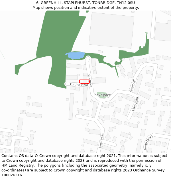 6, GREENHILL, STAPLEHURST, TONBRIDGE, TN12 0SU: Location map and indicative extent of plot