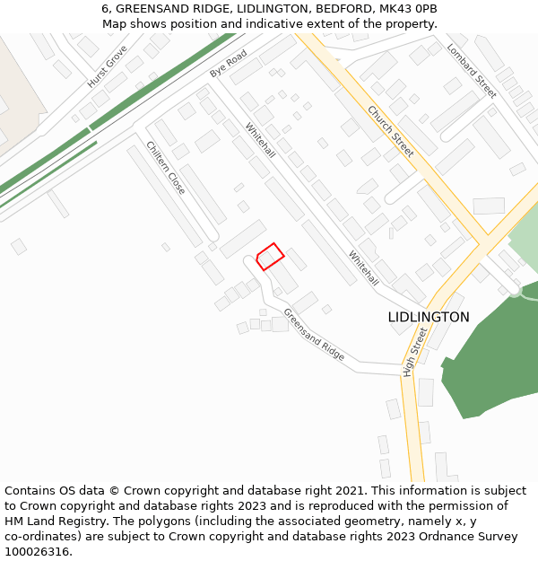 6, GREENSAND RIDGE, LIDLINGTON, BEDFORD, MK43 0PB: Location map and indicative extent of plot