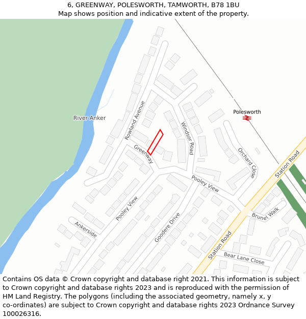 6, GREENWAY, POLESWORTH, TAMWORTH, B78 1BU: Location map and indicative extent of plot