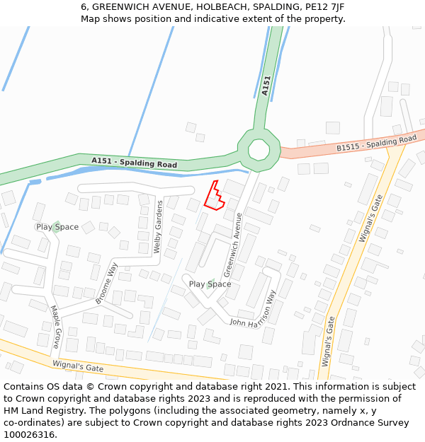 6, GREENWICH AVENUE, HOLBEACH, SPALDING, PE12 7JF: Location map and indicative extent of plot