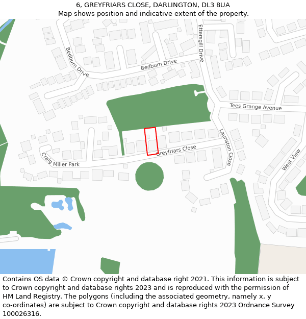 6, GREYFRIARS CLOSE, DARLINGTON, DL3 8UA: Location map and indicative extent of plot