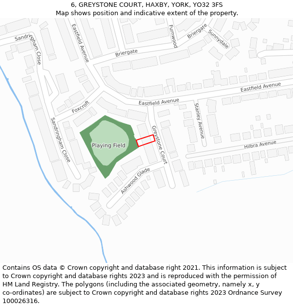 6, GREYSTONE COURT, HAXBY, YORK, YO32 3FS: Location map and indicative extent of plot