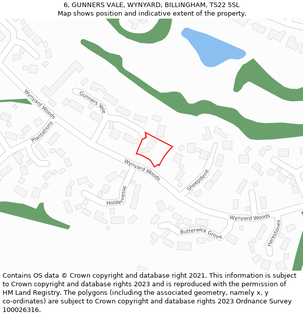 6, GUNNERS VALE, WYNYARD, BILLINGHAM, TS22 5SL: Location map and indicative extent of plot