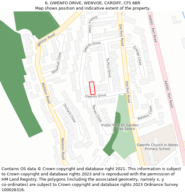 6, GWENFO DRIVE, WENVOE, CARDIFF, CF5 6BR: Location map and indicative extent of plot