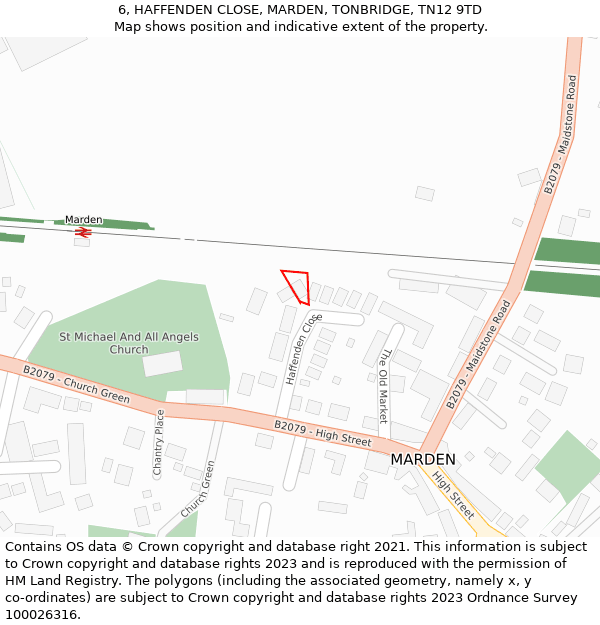 6, HAFFENDEN CLOSE, MARDEN, TONBRIDGE, TN12 9TD: Location map and indicative extent of plot