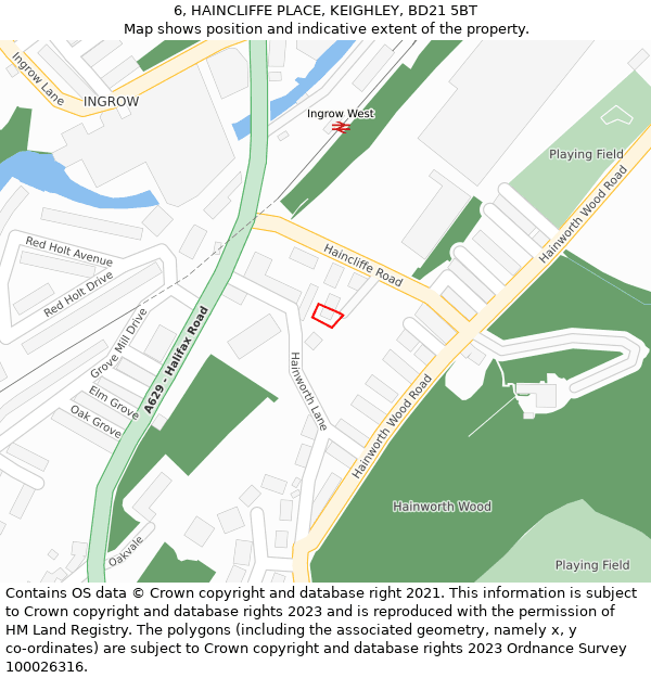 6, HAINCLIFFE PLACE, KEIGHLEY, BD21 5BT: Location map and indicative extent of plot