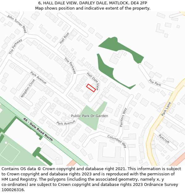 6, HALL DALE VIEW, DARLEY DALE, MATLOCK, DE4 2FP: Location map and indicative extent of plot