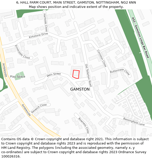 6, HALL FARM COURT, MAIN STREET, GAMSTON, NOTTINGHAM, NG2 6NN: Location map and indicative extent of plot