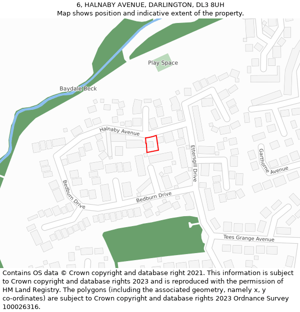 6, HALNABY AVENUE, DARLINGTON, DL3 8UH: Location map and indicative extent of plot