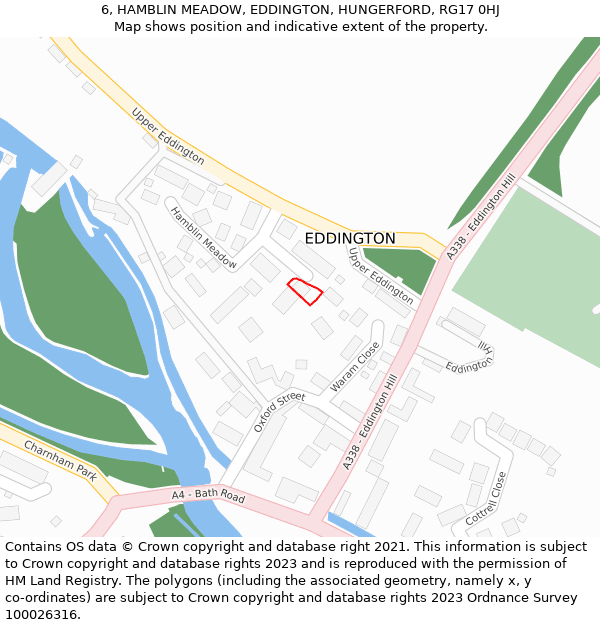 6, HAMBLIN MEADOW, EDDINGTON, HUNGERFORD, RG17 0HJ: Location map and indicative extent of plot