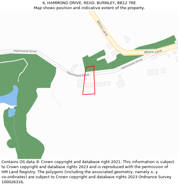 6, HAMMOND DRIVE, READ, BURNLEY, BB12 7RE: Location map and indicative extent of plot