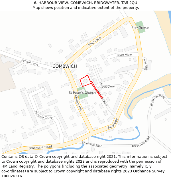 6, HARBOUR VIEW, COMBWICH, BRIDGWATER, TA5 2QU: Location map and indicative extent of plot