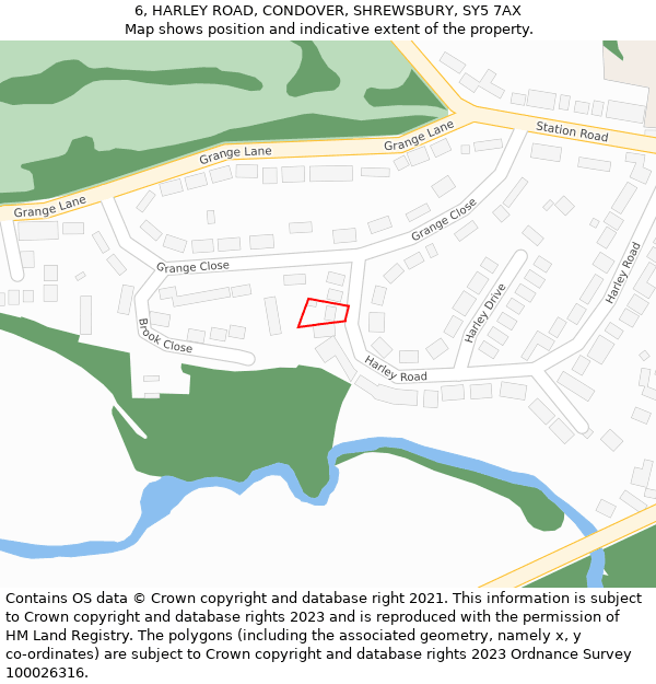 6, HARLEY ROAD, CONDOVER, SHREWSBURY, SY5 7AX: Location map and indicative extent of plot