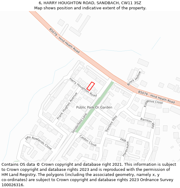 6, HARRY HOUGHTON ROAD, SANDBACH, CW11 3SZ: Location map and indicative extent of plot