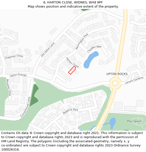 6, HARTON CLOSE, WIDNES, WA8 9PF: Location map and indicative extent of plot