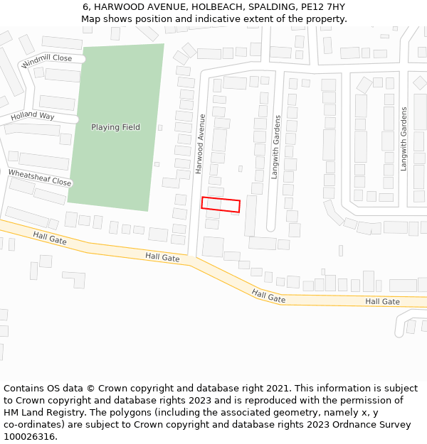 6, HARWOOD AVENUE, HOLBEACH, SPALDING, PE12 7HY: Location map and indicative extent of plot