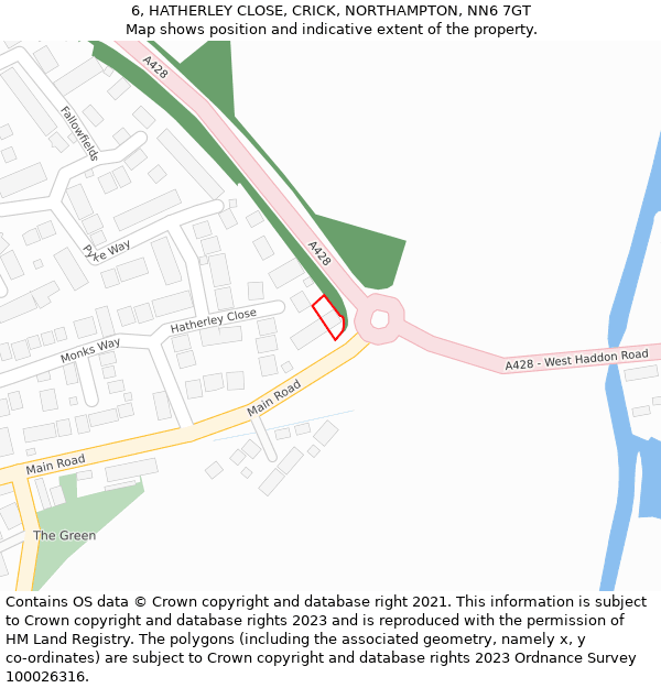 6, HATHERLEY CLOSE, CRICK, NORTHAMPTON, NN6 7GT: Location map and indicative extent of plot