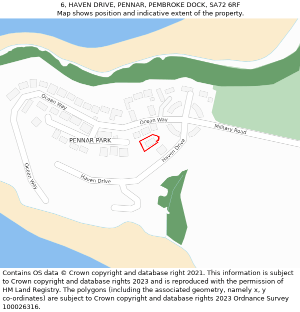 6, HAVEN DRIVE, PENNAR, PEMBROKE DOCK, SA72 6RF: Location map and indicative extent of plot
