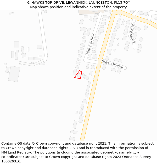 6, HAWKS TOR DRIVE, LEWANNICK, LAUNCESTON, PL15 7QY: Location map and indicative extent of plot