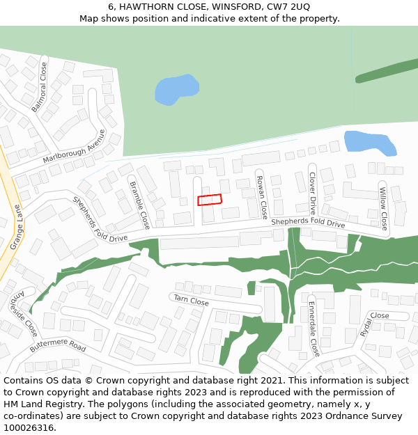 6, HAWTHORN CLOSE, WINSFORD, CW7 2UQ: Location map and indicative extent of plot