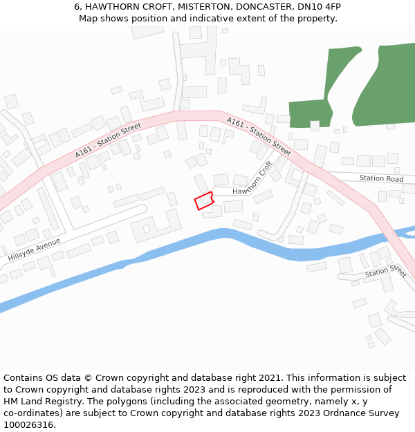 6, HAWTHORN CROFT, MISTERTON, DONCASTER, DN10 4FP: Location map and indicative extent of plot