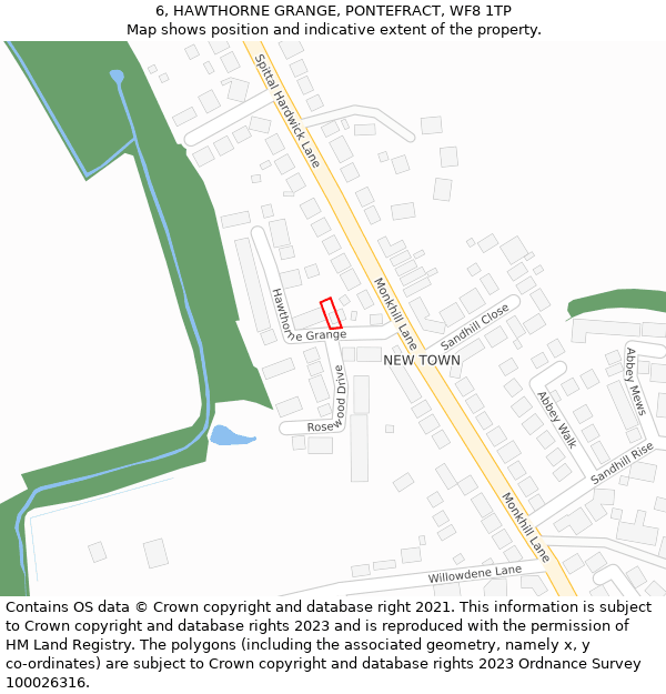 6, HAWTHORNE GRANGE, PONTEFRACT, WF8 1TP: Location map and indicative extent of plot