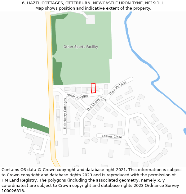 6, HAZEL COTTAGES, OTTERBURN, NEWCASTLE UPON TYNE, NE19 1LL: Location map and indicative extent of plot