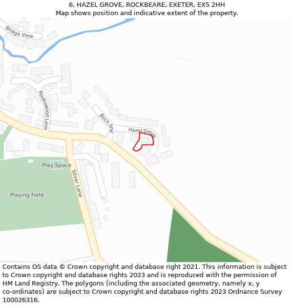 6, HAZEL GROVE, ROCKBEARE, EXETER, EX5 2HH: Location map and indicative extent of plot