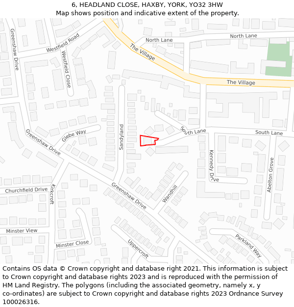 6, HEADLAND CLOSE, HAXBY, YORK, YO32 3HW: Location map and indicative extent of plot