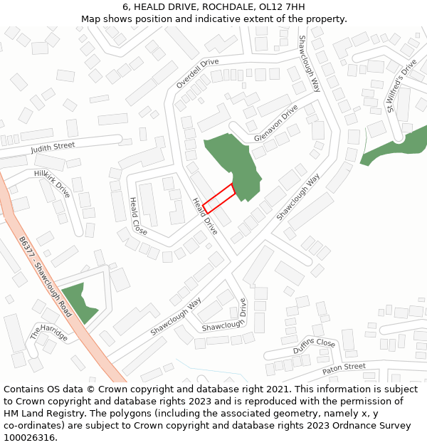 6, HEALD DRIVE, ROCHDALE, OL12 7HH: Location map and indicative extent of plot