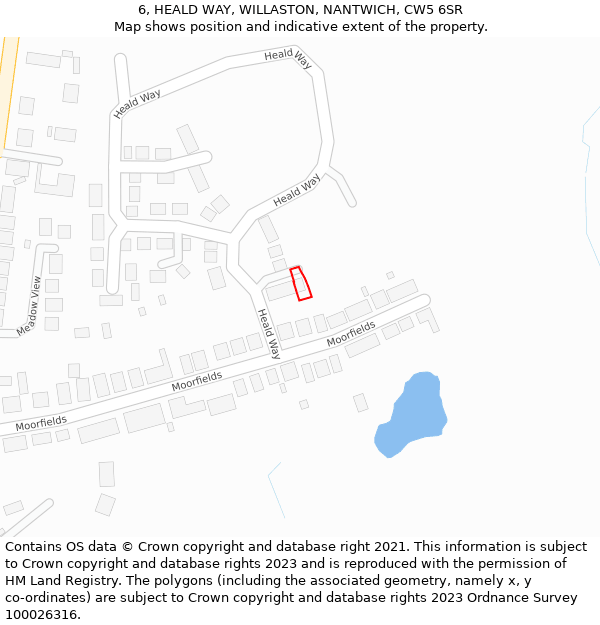 6, HEALD WAY, WILLASTON, NANTWICH, CW5 6SR: Location map and indicative extent of plot