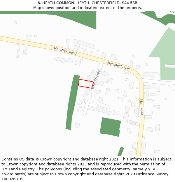 6, HEATH COMMON, HEATH, CHESTERFIELD, S44 5SR: Location map and indicative extent of plot