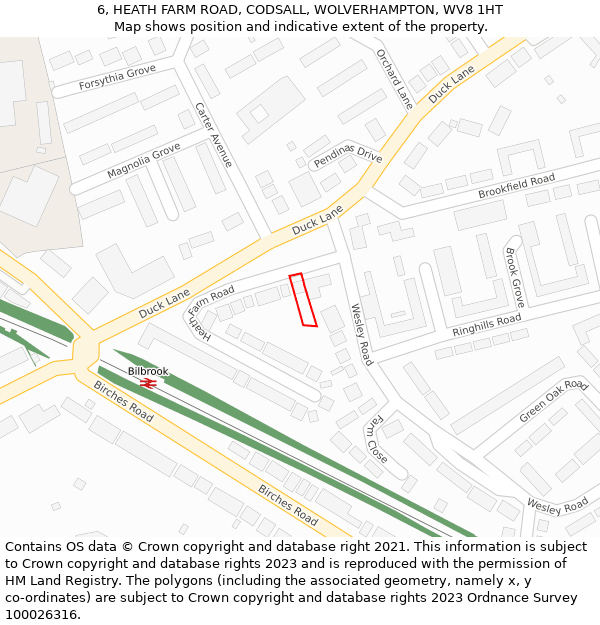 6, HEATH FARM ROAD, CODSALL, WOLVERHAMPTON, WV8 1HT: Location map and indicative extent of plot