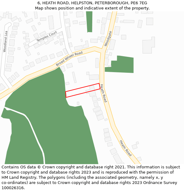 6, HEATH ROAD, HELPSTON, PETERBOROUGH, PE6 7EG: Location map and indicative extent of plot
