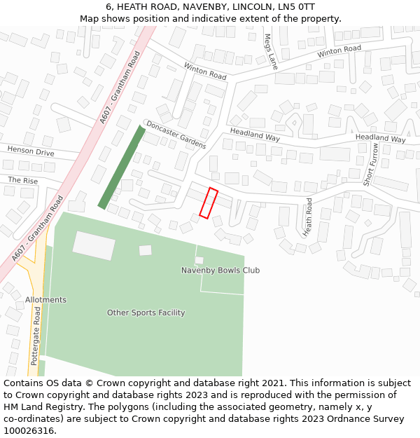 6, HEATH ROAD, NAVENBY, LINCOLN, LN5 0TT: Location map and indicative extent of plot