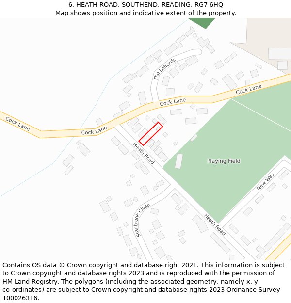 6, HEATH ROAD, SOUTHEND, READING, RG7 6HQ: Location map and indicative extent of plot