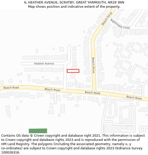 6, HEATHER AVENUE, SCRATBY, GREAT YARMOUTH, NR29 3NN: Location map and indicative extent of plot