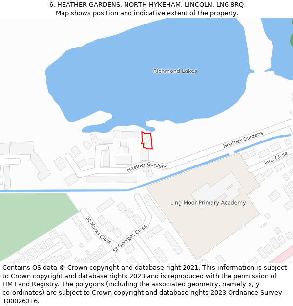 6, HEATHER GARDENS, NORTH HYKEHAM, LINCOLN, LN6 8RQ: Location map and indicative extent of plot