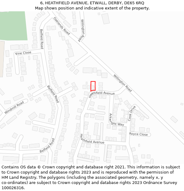 6, HEATHFIELD AVENUE, ETWALL, DERBY, DE65 6RQ: Location map and indicative extent of plot