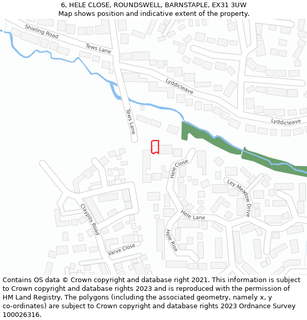 6, HELE CLOSE, ROUNDSWELL, BARNSTAPLE, EX31 3UW: Location map and indicative extent of plot