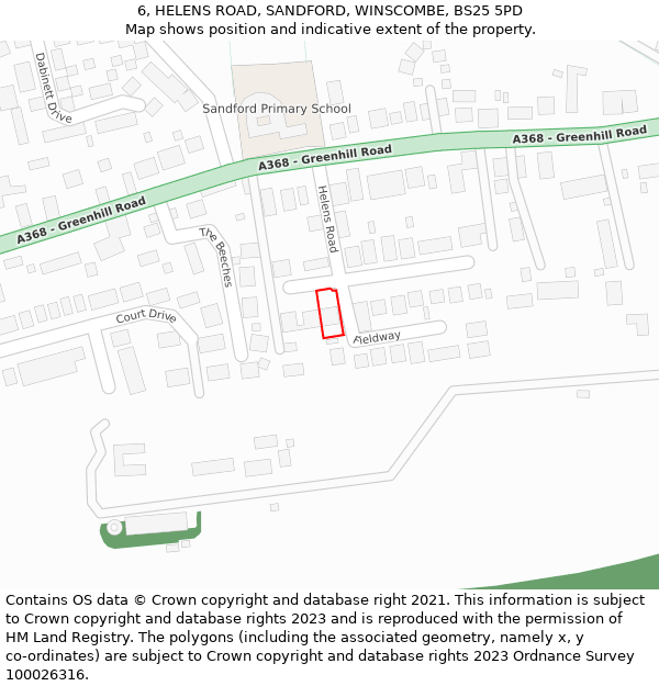 6, HELENS ROAD, SANDFORD, WINSCOMBE, BS25 5PD: Location map and indicative extent of plot