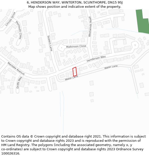 6, HENDERSON WAY, WINTERTON, SCUNTHORPE, DN15 9SJ: Location map and indicative extent of plot