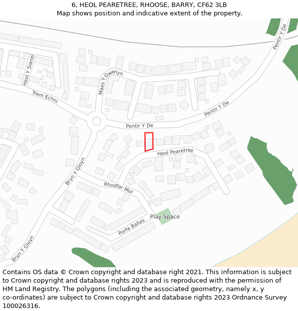 6, HEOL PEARETREE, RHOOSE, BARRY, CF62 3LB: Location map and indicative extent of plot